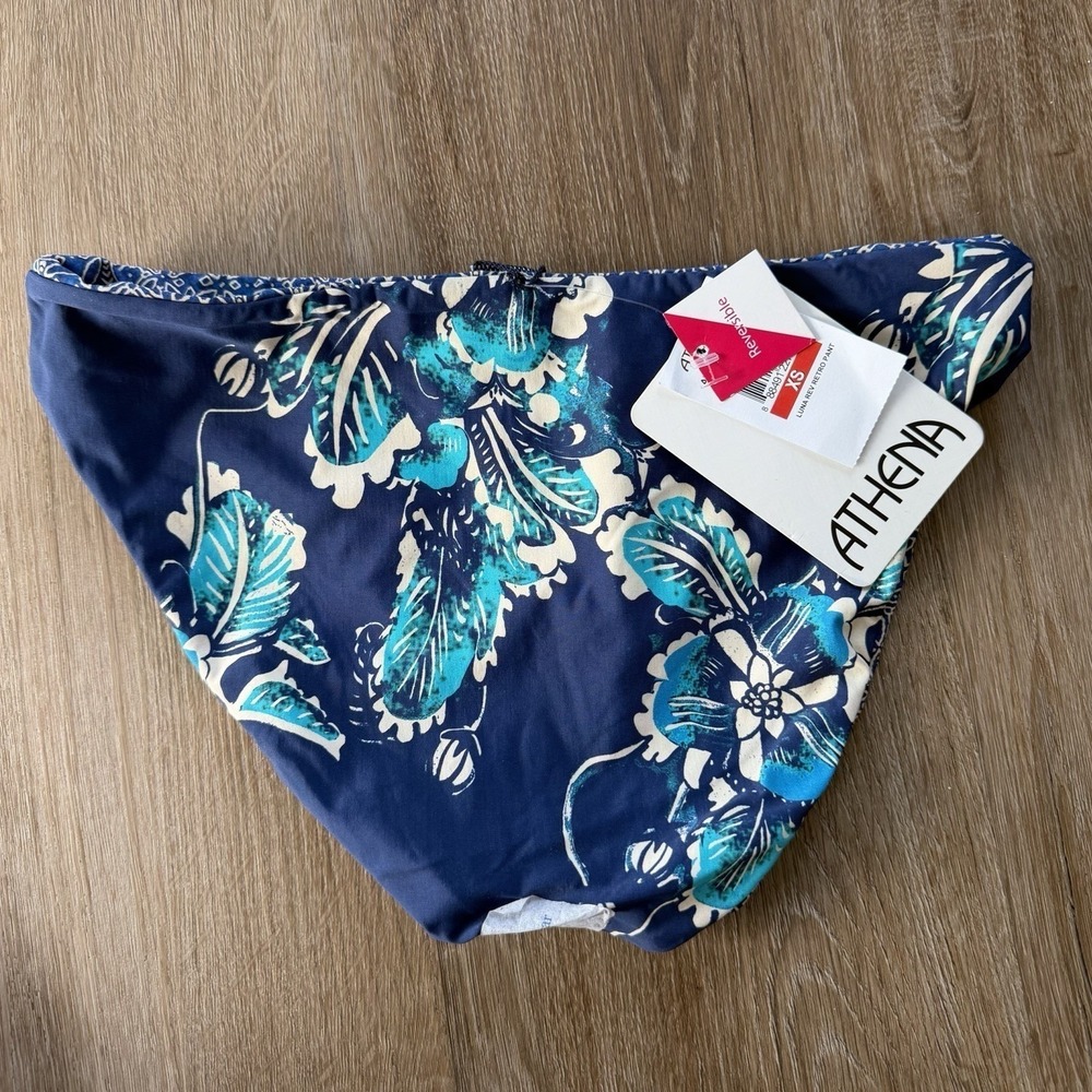 Athena Reversible Luna Retro Swim Bottoms Blue Women's Sz XS NWT - Picture 7 of 7